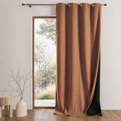 Rideau Thermique Phonique Et Semi Occultant Konfor - 140x300 Cm - Marron Clair