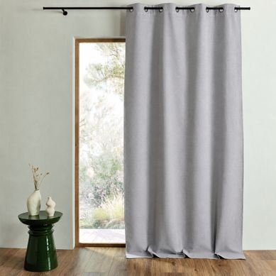 Rideau 100% Occultant Thermique Phonique Chiné Midnight - 240x260 Cm - Gris Clair