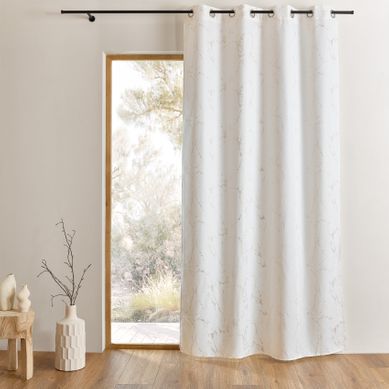 Rideau Tamisant Imprimé - Effet Marbré - 135x240 Cm - Blanc Rideau Tamisant Imprimé - Effet Marbré - 135x240 Cm - Blanc