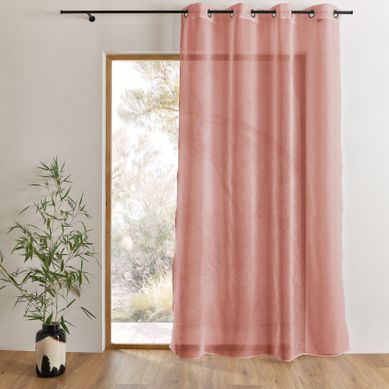 Voilage Uni À Oeillets Grande Largeur - 160x240 Cm - Rose