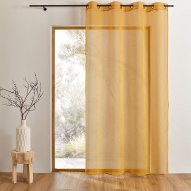 Voilage Uni À Oeillets Grande Largeur - 160x240 Cm - Jaune