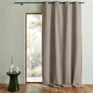 Rideau 100% Occultant Thermique Phonique Chiné Midnight - 135x180 Cm - Taupe
