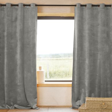 Rideau Ignifugé M1 En Velours Premium - 140x260 Cm - Gris