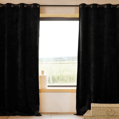 Rideau Ignifugé M1 En Velours Premium - 140x260 Cm - Noir