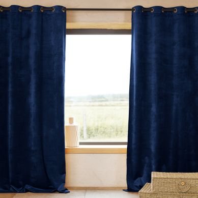 Rideau Ignifugé M1 En Velours Premium - 140x260 Cm - Bleu Marine