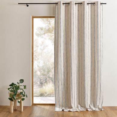 Rideau 100% Coton Rayures Rustiques Lourmarin - 140x260 Cm - Beige