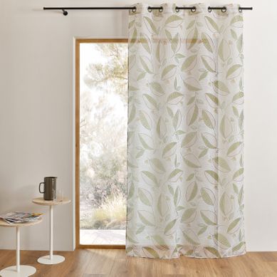 Voilage Imprimé À Motifs Feuilles - 140x240 Cm - Kaki