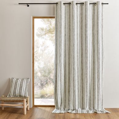 Rideau 100% Coton Rayures Tapissier Lourmarin - 140x260 Cm - Kaki
