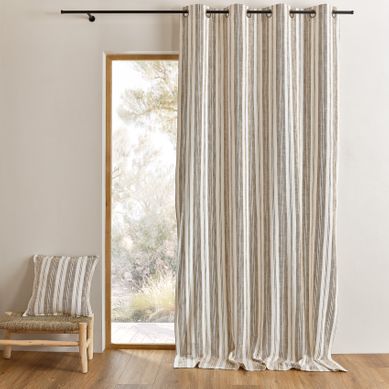 Rideau 100% Coton Rayures Tapissier Lourmarin - 140x260 Cm - Jaune Ocre