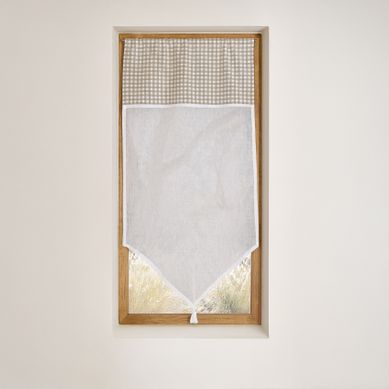 Vitrage Coton À Parement Vichy Et Bas Pointe - 60x120 Cm - Beige