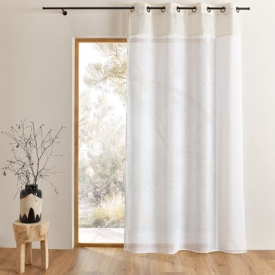 Voilage Lumineux Bicolore À Oeillets - 140x240 Cm - Blanc