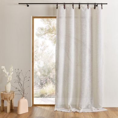 Rideau Voilage Polylin À Pattes Et Anneaux - Effet Cuir - 140x260 Cm - Lin