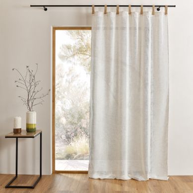 Rideau En Tissu Polylin À Pattes En Jute - 140x260 Cm - Lin