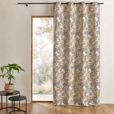 Rideau Tamisant Jacquard À Motifs Végétaux - 140x260 Cm - Jaune Ocre