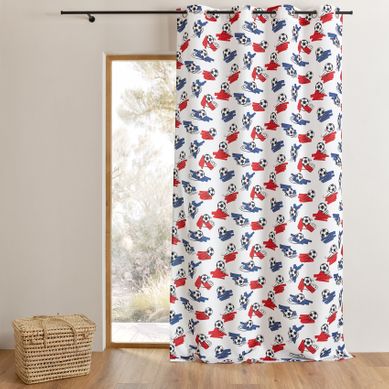 Rideau Imprimé Football Tamisant - 140x250 Cm - Blanc