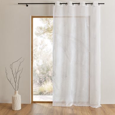 Voilage Tamisant Broderie Palme - 140x240 Cm - Blanc Voilage Tamisant Broderie Palme - 140x240 Cm - Blanc