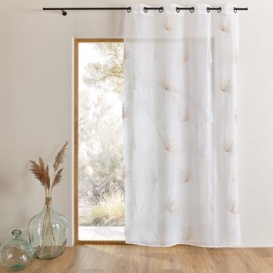 Voilage Tamisant Broderie Palme - 140x240 Cm - Beige