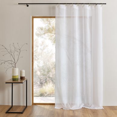 Voilage Blanc Avec Anneaux Dorés Amovibles - 140x240 Cm - Blanc