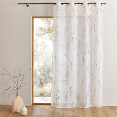 Voilage Imprimé À Motif Végétal Avec Oeillets - 140x240 Cm - Doré