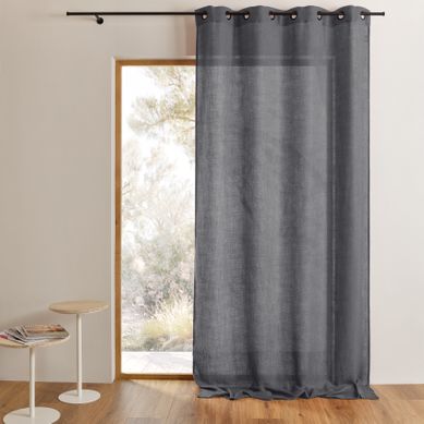 Rideau Fils épais Et Flammés Style Naturel - 140x260 Cm - Gris