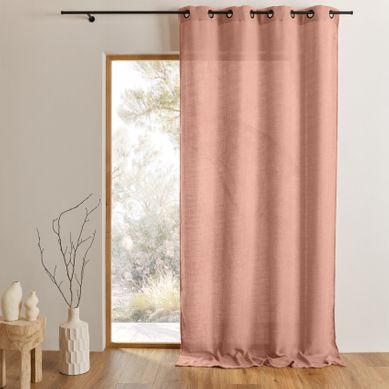 Rideau Fils épais Et Flammés Style Naturel - 140x260 Cm - Vieux Rose