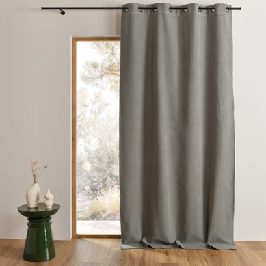 Rideau 100% Occultant Thermique Phonique Chiné Midnight - 135x180 Cm - Gris Anthracite