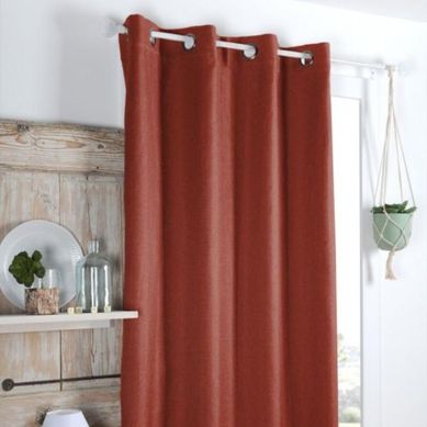Rideau Occultant Uni Tramé - 140x260 Cm - Terracotta