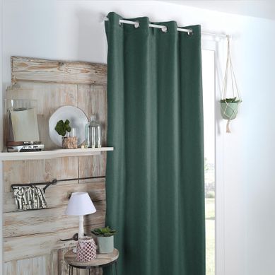 Rideau Occultant Uni Tramé - 140x260 Cm - Vert Sapin