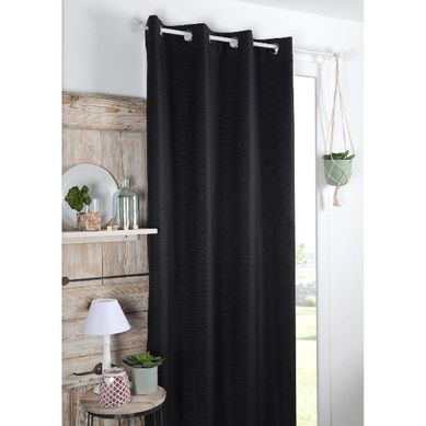 Rideau Occultant Uni Tramé - 140x260 Cm - Noir Rideau Occultant Uni Tramé - 140x260 Cm - Noir