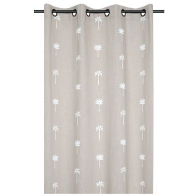 Rideau Motifs Palmier Brodés - 140x260 Cm - Beige