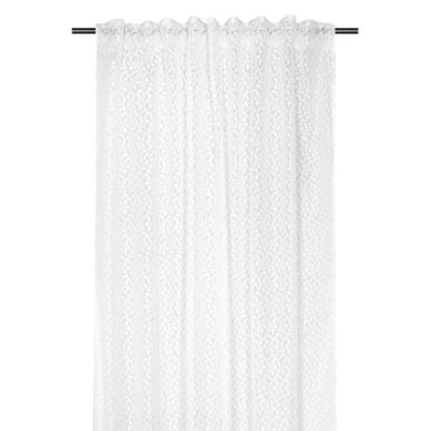 Voilage Tamisant À Ruflette Et Motif Floral - 135x240 Cm - Blanc Voilage Tamisant À Ruflette Et Motif Floral - 135x240 Cm - Blanc