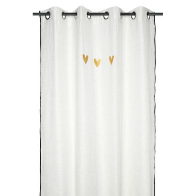 Rideau Tamisant En Polylin À Motif Cœur - 140x260 Cm - Ecru