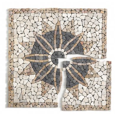 Rosace En Marbre, Travertin Multicolore - 80 X 80 cm