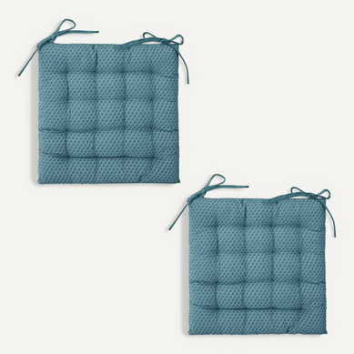 Easydistri Lot De 4 Galettes De Chaise Ronde D38 Cm - Bleu Canard Matelassées Et Confortables