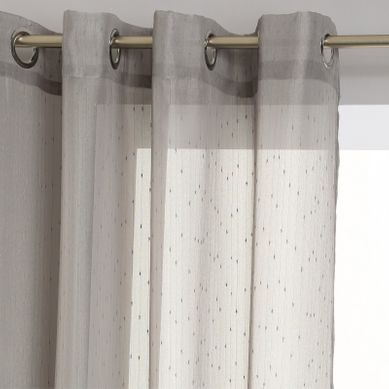 Voilage À Rayures Tamisant 140 X 240 Cm - Gris - 140x240 Cm