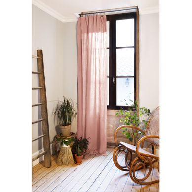 Rideau Ajustable + 8 Anneaux Pince "gaîa" 140 X 300 Cm "gaze De Coton" - Rose - 140x300 Cm Rideau Ajustable + 8 Anneaux Pince "gaîa" 140 X 300 Cm "gaze De Coton" - Rose - 140x300 Cm