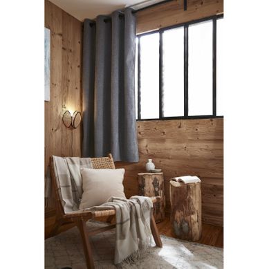 Rideau Occultant Phonique Et Thermique Doublé Polaire "bjorn" 100% Opaque - Gris - 140x180 Cm
