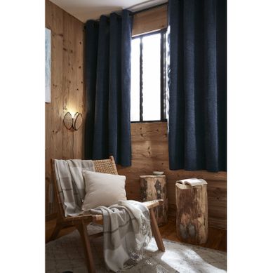 Lot De 2 Rideaux Occultants Phoniques Et Thermiques Doublés Polaire 100% Opaque - Bleu - 140x180 Cm