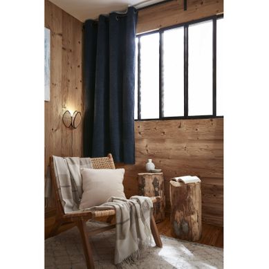 Rideau Occultant Phonique Et Thermique Doublé Polaire "bjorn" 100% Opaque - Bleu - 140x180 Cm