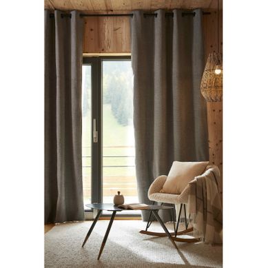 Lot De 2 Rideaux Occultants Phoniques Et Thermiques Doublés Polaire 100% Opaque - Gris - 140x260 Cm