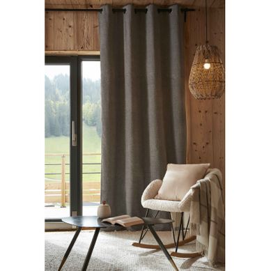 Rideau Occultant Phonique Et Thermique Doublé Polaire "bjorn" 100% Opaque - Gris - 140x260 Cm