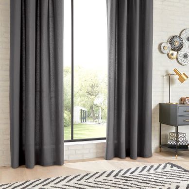 Lot De 2 Rideaux D'ameublement "anjali" En Coton 135 X 240 Cm - Gris - 135x240 Cm
