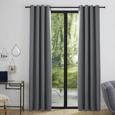 Lot De 2 Rideaux Occultant 140 X 260 Cm "night" Granite - Gris - 140x260 Cm