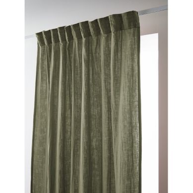 Lot De 2 Rideaux Galon Fronceur "gaïa" 140 X 240 Cm "gaze De Coton" - Vert Foncé - 140x240 Cm