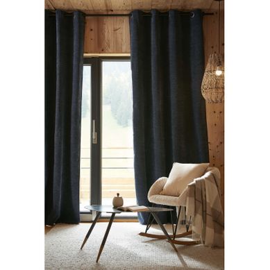 Lot De 2 Rideaux Occultants Phoniques Et Thermiques Doublés 100% Opaque - Bleu Nuit - 140x240 Cm