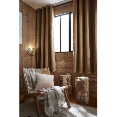Rideau Occultant Phonique Et Thermique Doublé Polaire "bjorn" 100% Opaque - Camel - 140x180 Cm