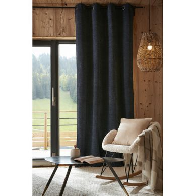 Rideau Occultant Phonique Et Thermique Doublé Polaire "bjorn" 100% Opaque - Bleu Nuit - 140x240 Cm