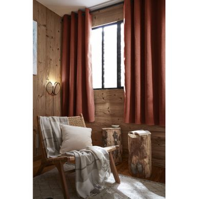Rideau Occultant Phonique Et Thermique Doublé Polaire "bjorn" 100% Opaque - Terracotta - 140x180 Cm