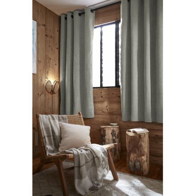 Rideau Occultant Phonique Et Thermique Doublé Polaire "bjorn" 100% Opaque - Vert Clair - 140x180 Cm