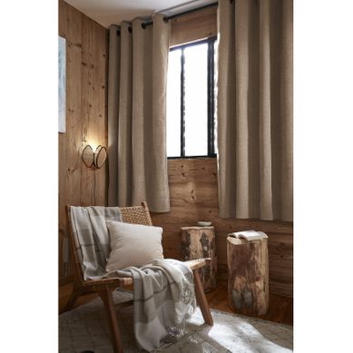 Lot De 2 Rideaux Occultants Phoniques Et Thermiques Doublés Polaire 100% Opaque - Beige - 140x180 Cm